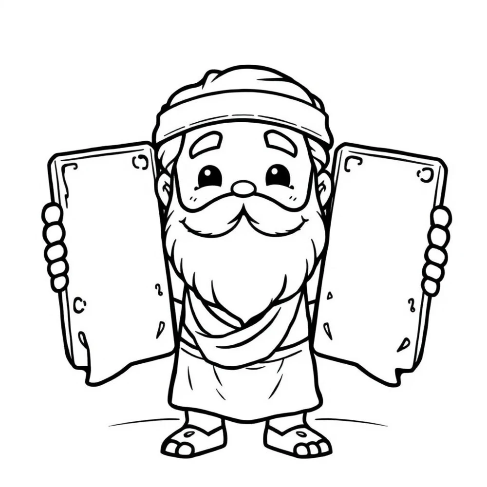 Desenho para colorir de Moisés segurando as tábuas da lei