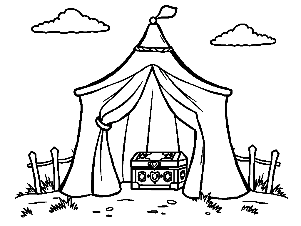 Desenho para colorir da tenda do tabernáculo com a arca dentro