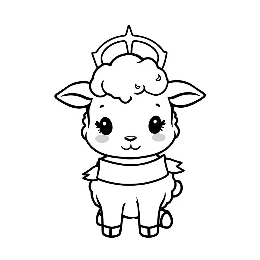 Desenho para colorir do Cordeiro de Deus com auréola