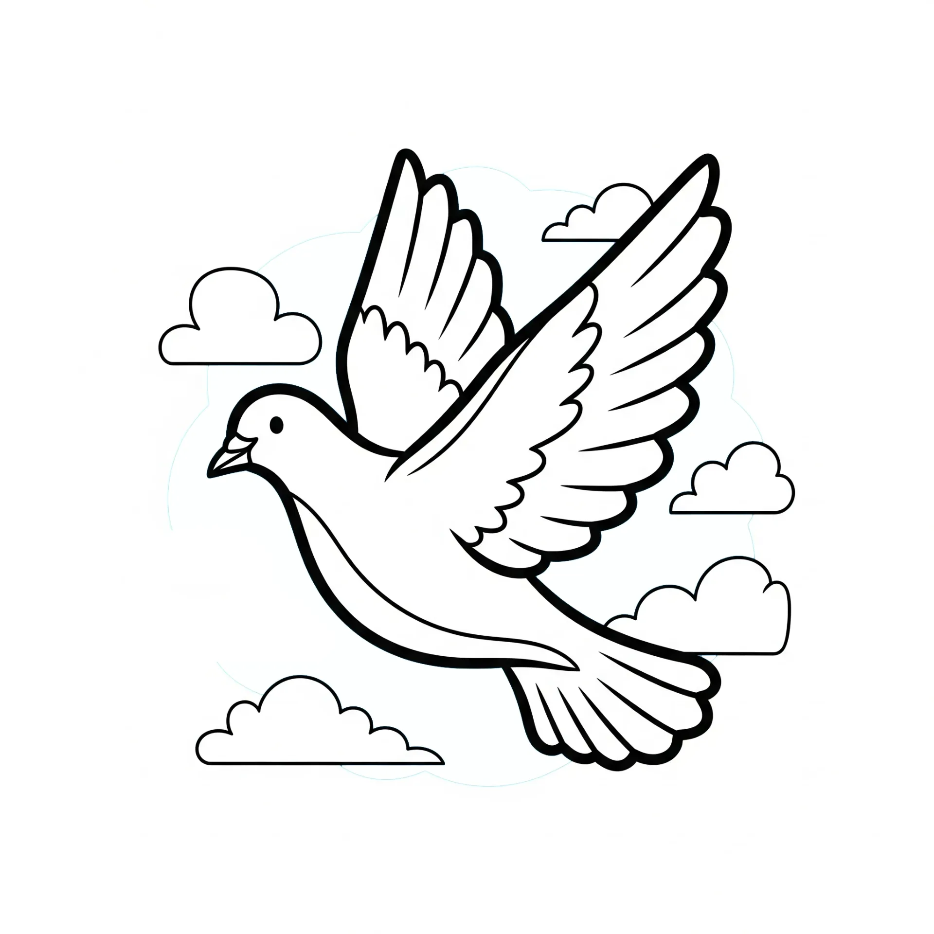 Desenho para colorir de uma pomba branca segurando um ramo de oliveira