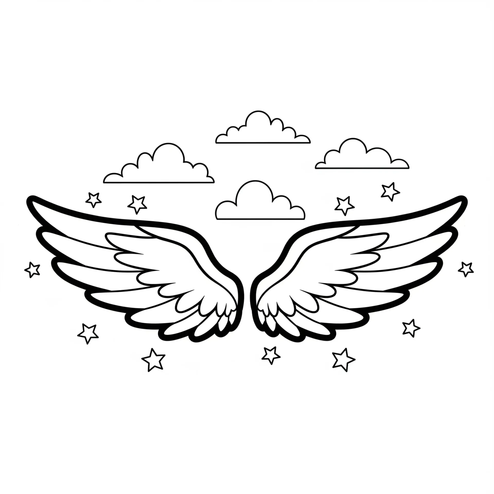 Desenho para colorir de asas e coração simbolizando a paz