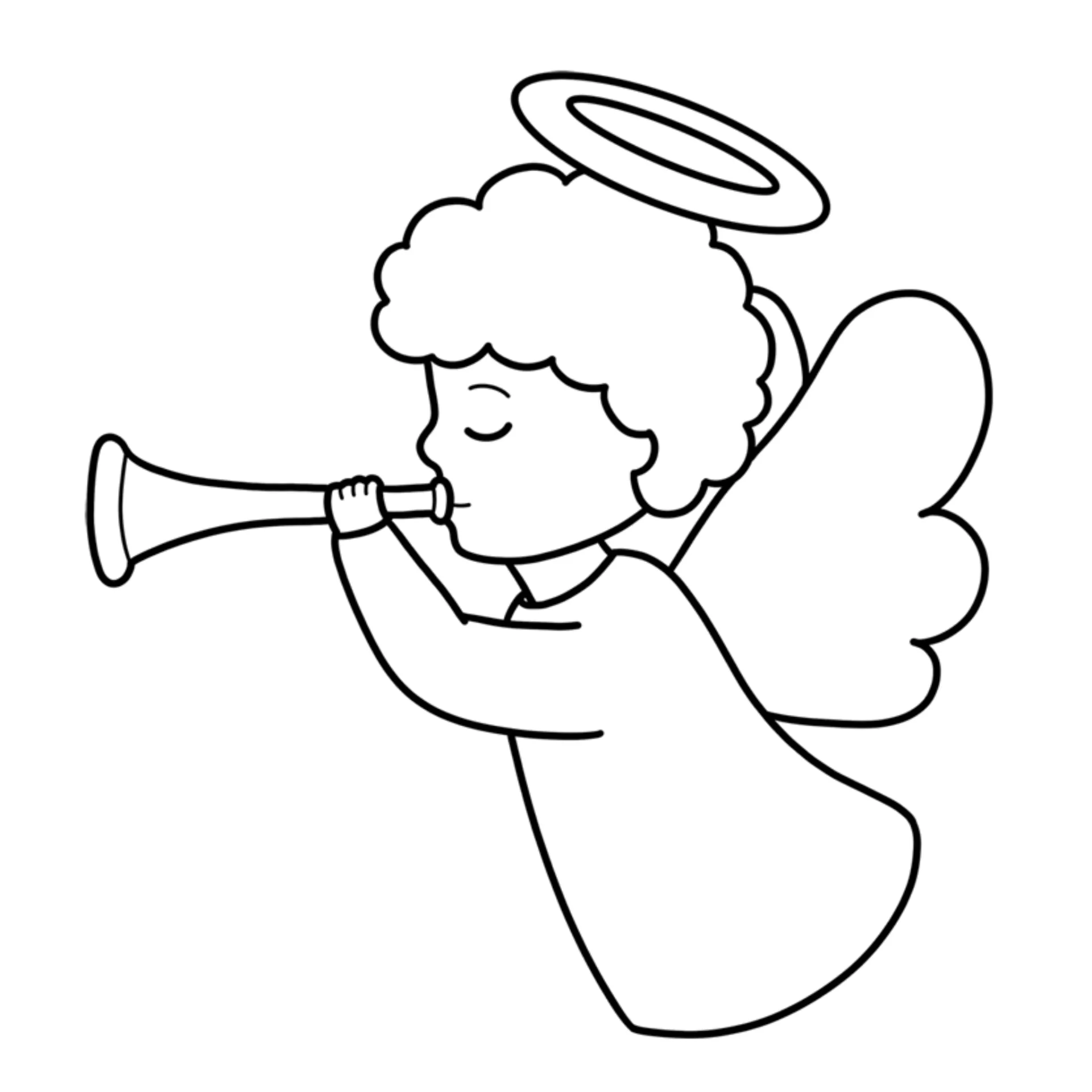 Desenho para colorir de um anjo com asas abertas