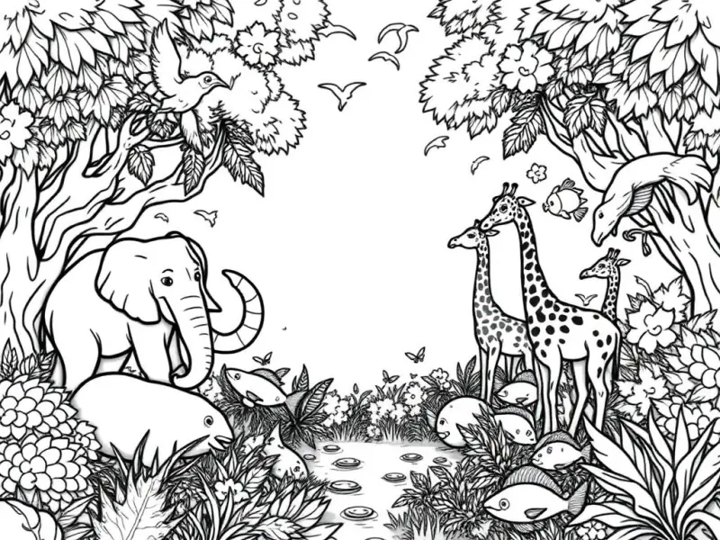 Desenho para colorir dos animais criados por Deus