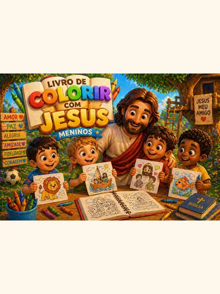 Capa da coleção Colorindo com Jesus (Meninos) para colorir