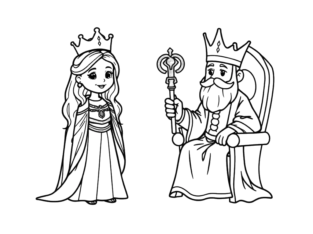 Desenho para colorir de Ester diante do rei que estende o cetro